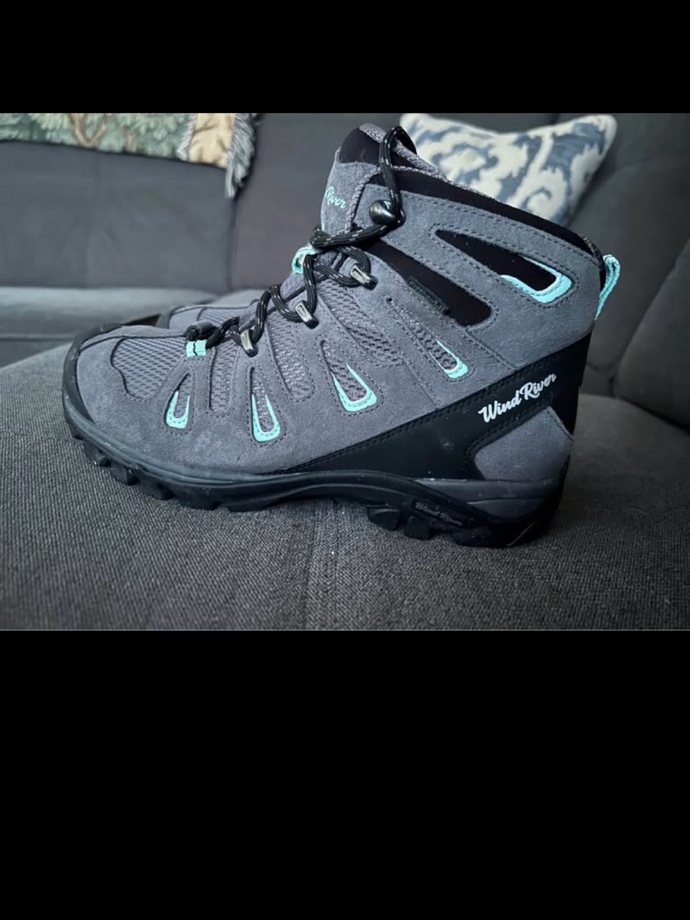 WindRiver Women's Gray Ankle Hiking Boot with Teal Accents